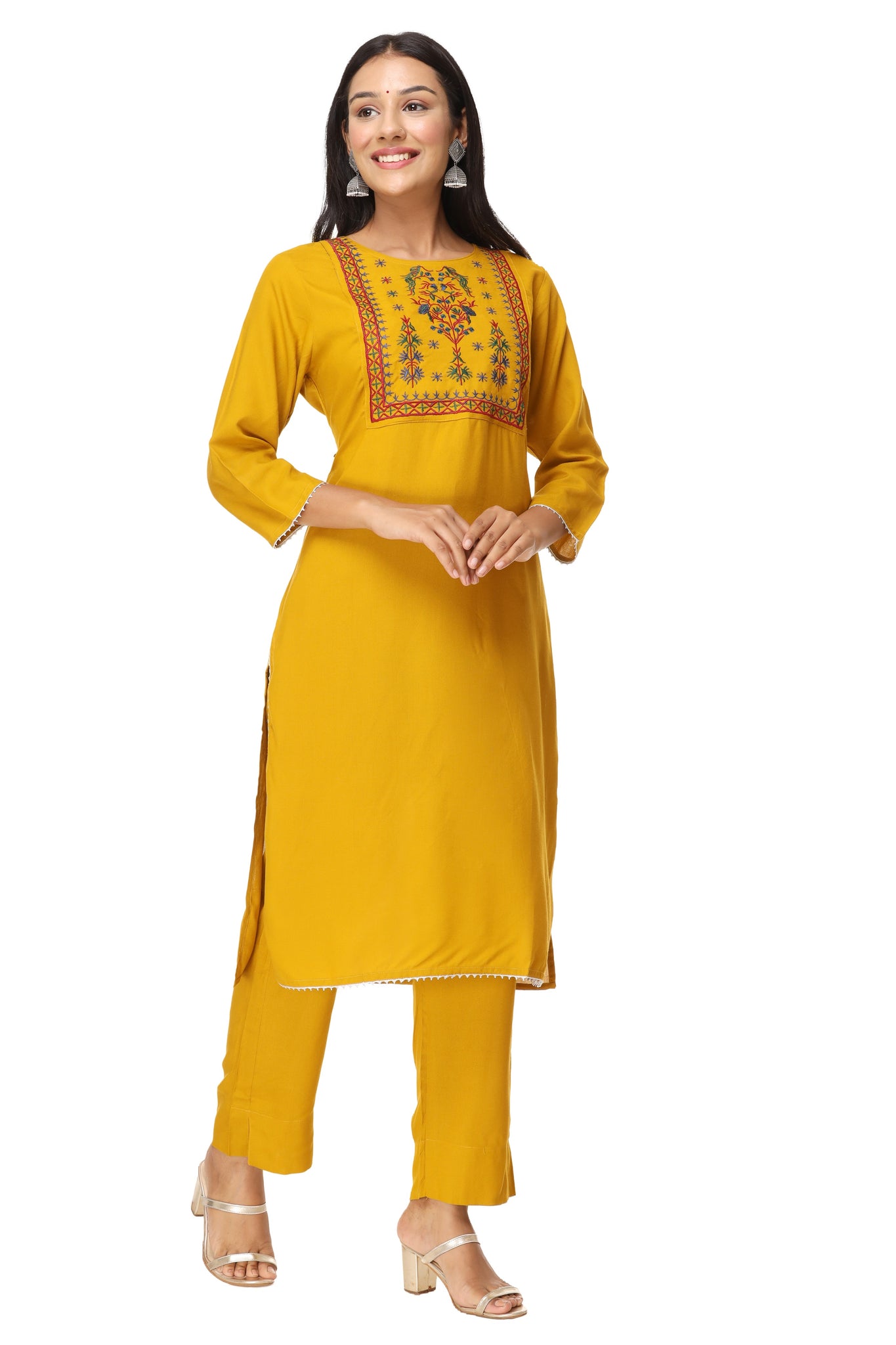 Party Wear Full Sleeves Yellow Color Kurti – bollywoodlehenga